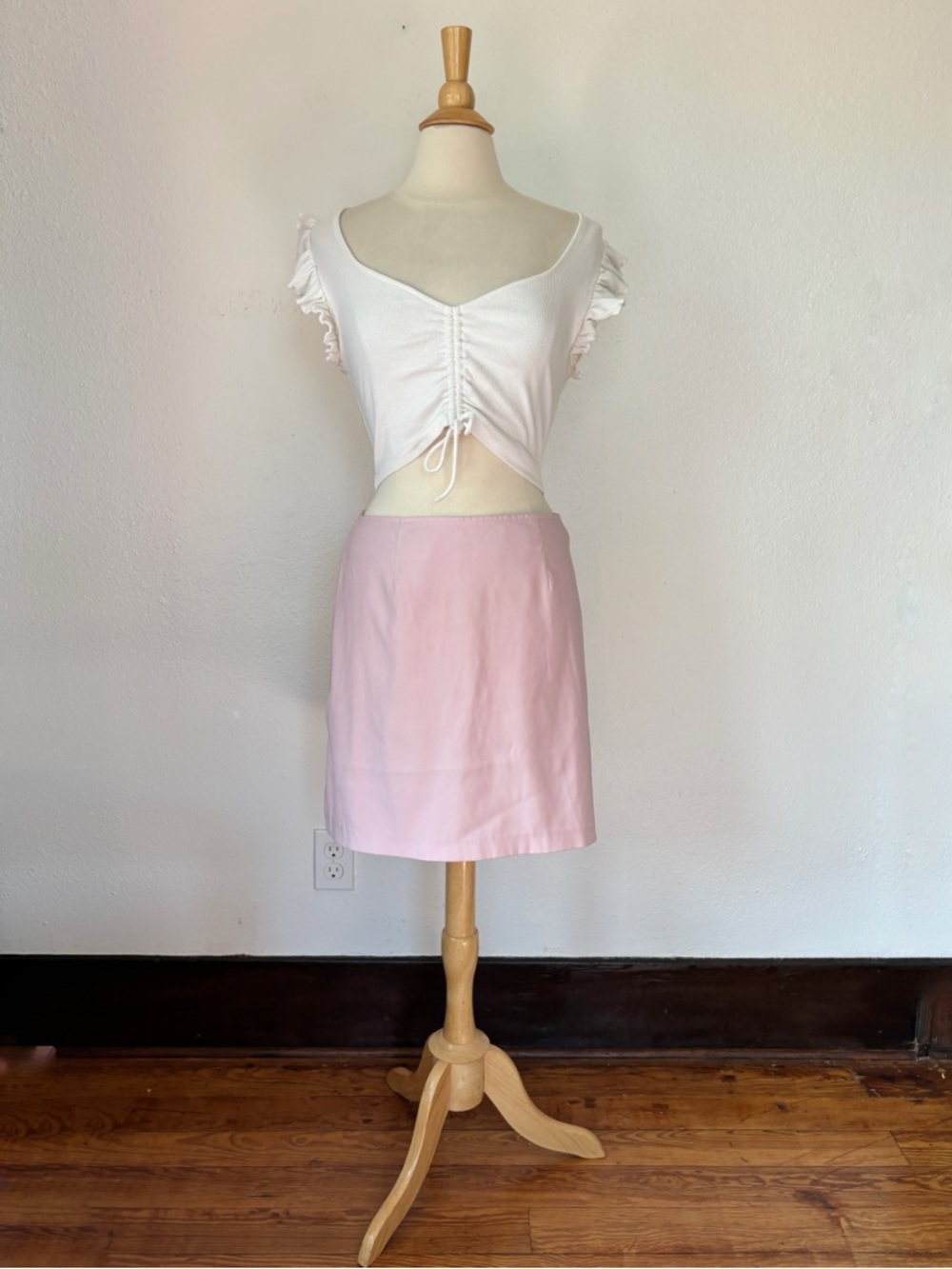 Vintage 90s Preppy Pastel Pink Pencil Skirt